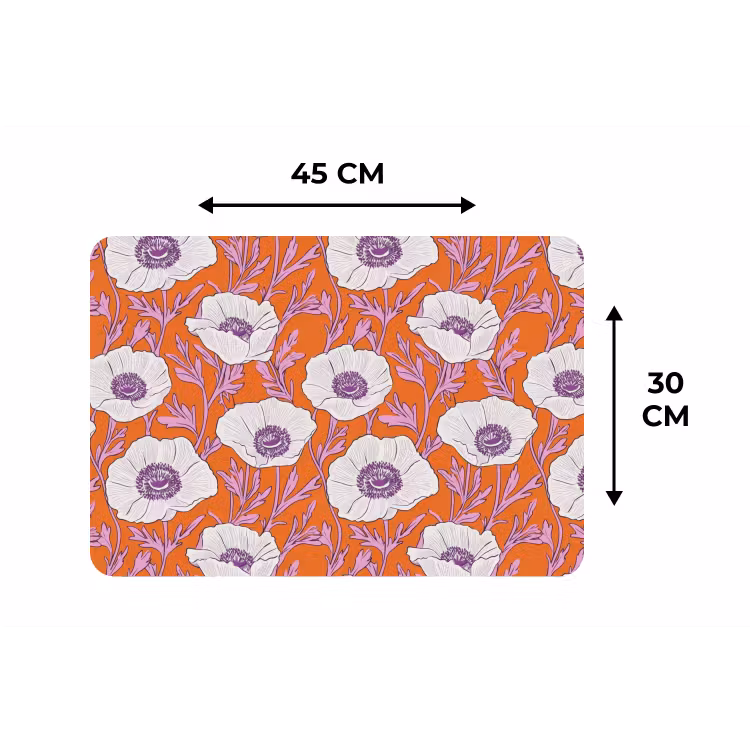Placemat - 6 stuks - Bloemen - Grafisch - Oranje — 3