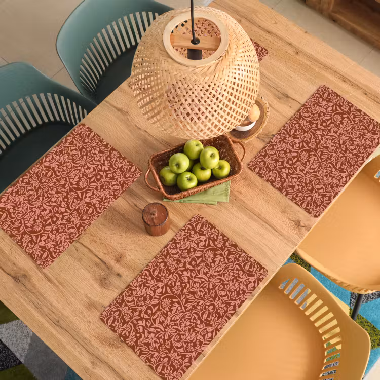 Placemat - 6 stuks - Bloemen - Print - Roze — 6