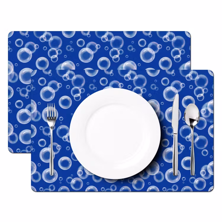 Placemat - 6 stuks - Bubbels - Patroon - Blauw — 2