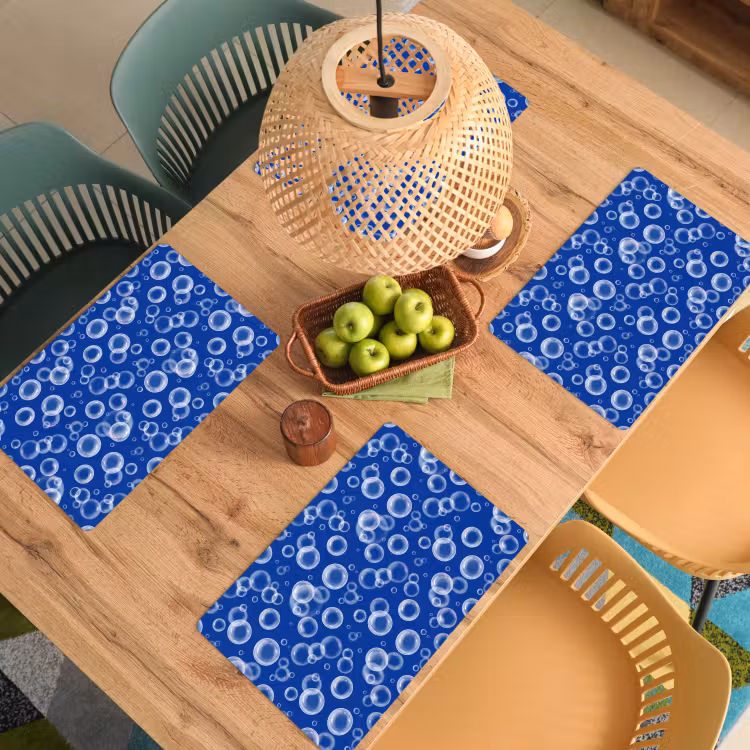 Placemat - 6 stuks - Bubbels - Patroon - Blauw — 6