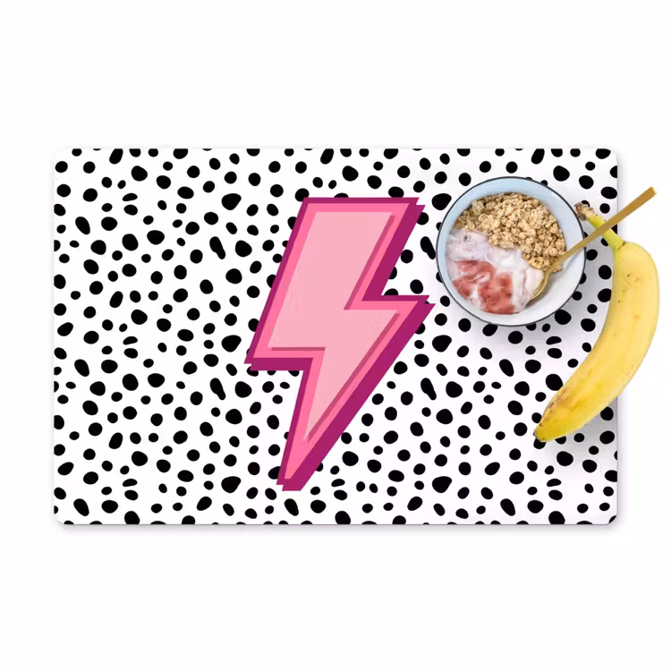 Placemat - 6 stuks - Bliksem - Roze - Stippen — 1