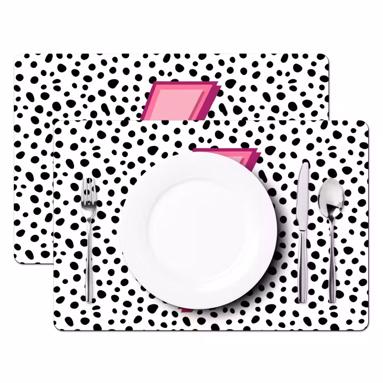 Placemat - 6 stuks - Bliksem - Roze - Stippen — 2