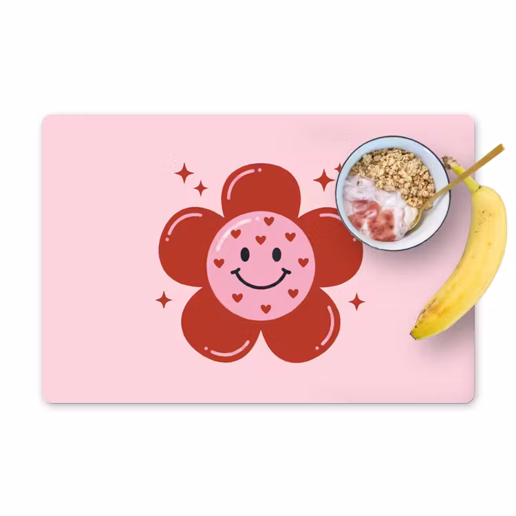 Placemat - 6 stuks - Bloem - Roze - Hartjes — 1