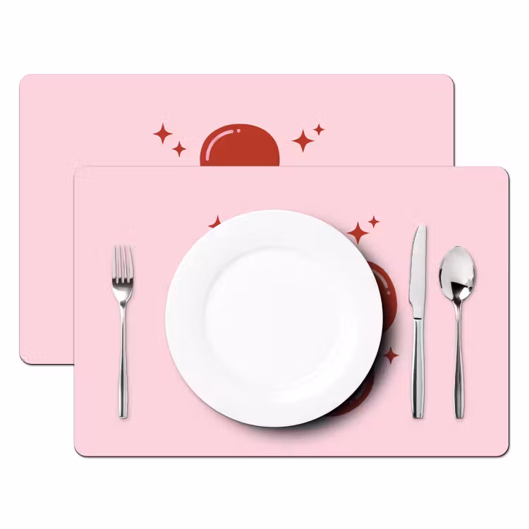 Placemat - 6 stuks - Bloem - Roze - Hartjes — 2