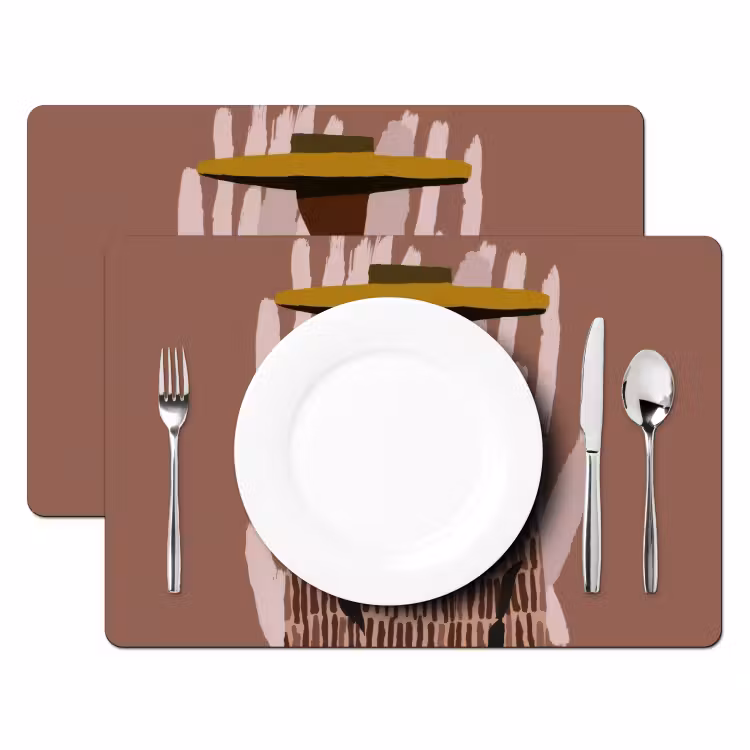 Placemat - 6 stuks - Abstract - Figuur - Illustratie - Hoed — 2