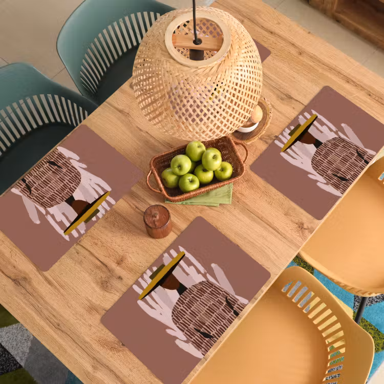 Placemat - 6 stuks - Abstract - Figuur - Illustratie - Hoed — 6