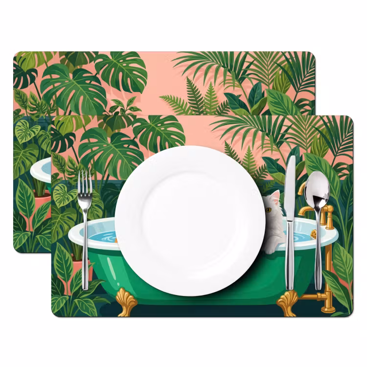 Placemat - 6 stuks - Badkamer - Kattenparade - Kleurrijk — 2