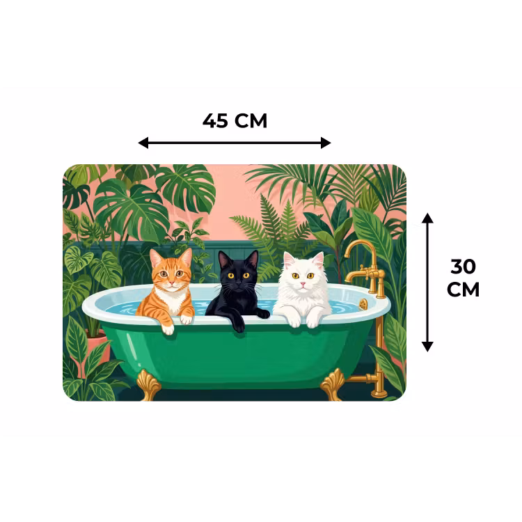 Placemat - 6 stuks - Badkamer - Kattenparade - Kleurrijk — 3