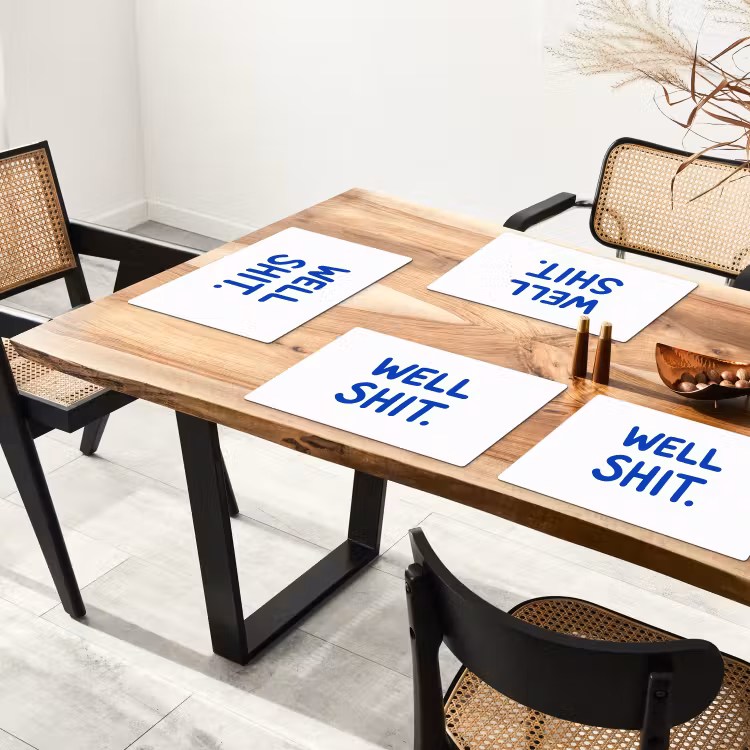 Placemat - 6 stuks - Blauw - Quote - Wit — 5