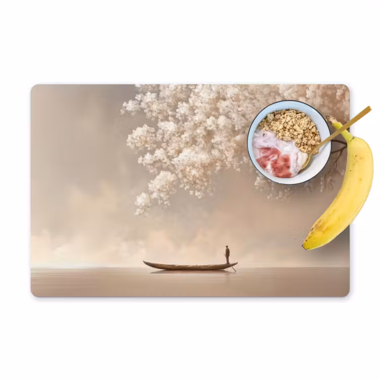 Placemat - 6 stuks - Bloesems - Wit - Boot - Minimalistisch — 1