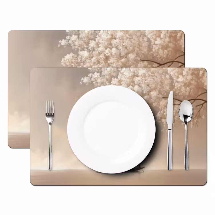 Placemat - 6 stuks - Bloesems - Wit - Boot - Minimalistisch — 2