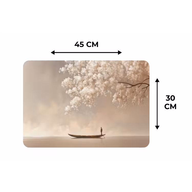 Placemat - 6 stuks - Bloesems - Wit - Boot - Minimalistisch — 3