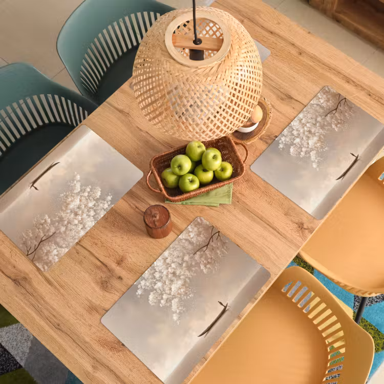 Placemat - 6 stuks - Bloesems - Wit - Boot - Minimalistisch — 6