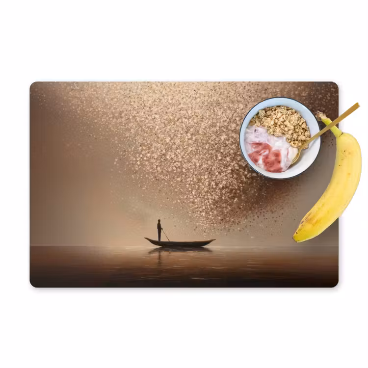 Placemat - 6 stuks - Bootje - Blaadjes - Goud - Water — 1