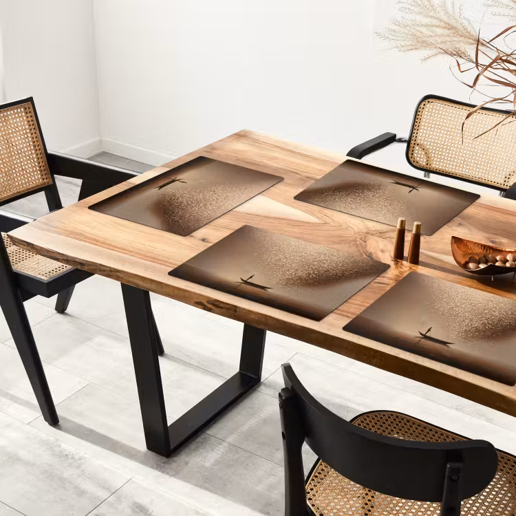 Placemat - 6 stuks - Bootje - Blaadjes - Goud - Water — 5