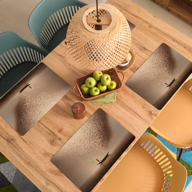 Placemat - 6 stuks - Bootje - Blaadjes - Goud - Water — 6