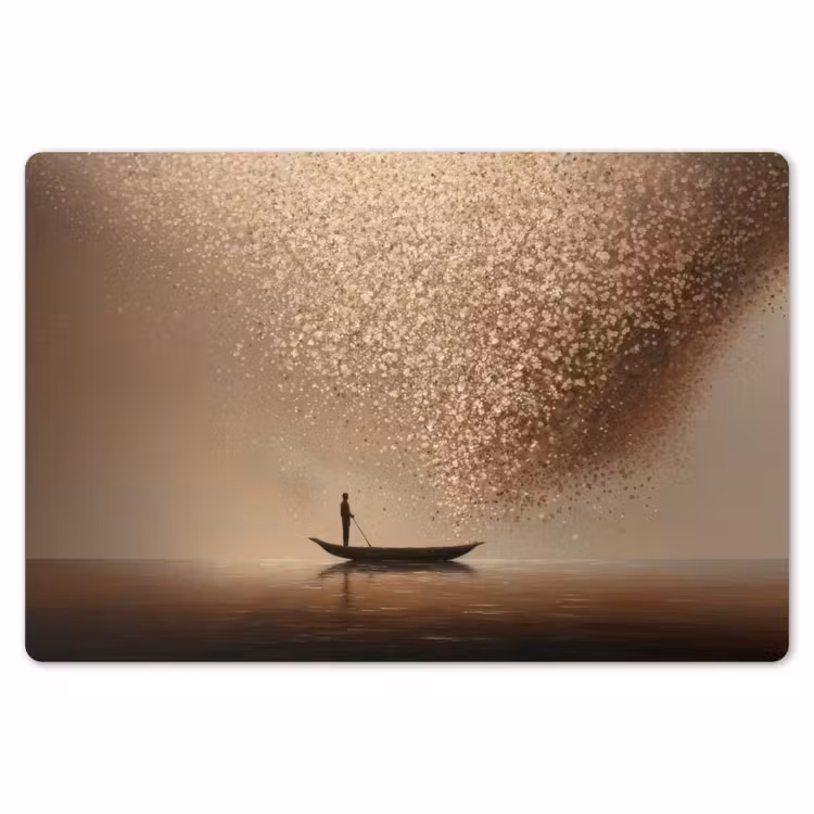 Placemat - 6 stuks - Bootje - Blaadjes - Goud - Water — 7
