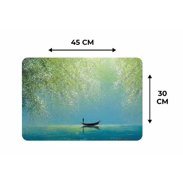 Placemat - 6 stuks - Bootje - Water - Bladeren - Bloesems — 3