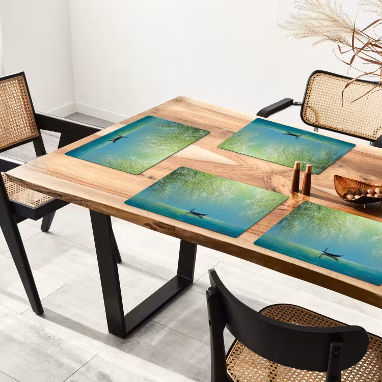 Placemat - 6 stuks - Bootje - Water - Bladeren - Bloesems — 5