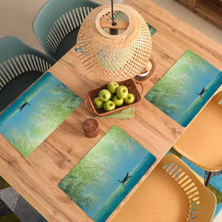 Placemat - 6 stuks - Bootje - Water - Bladeren - Bloesems — 6
