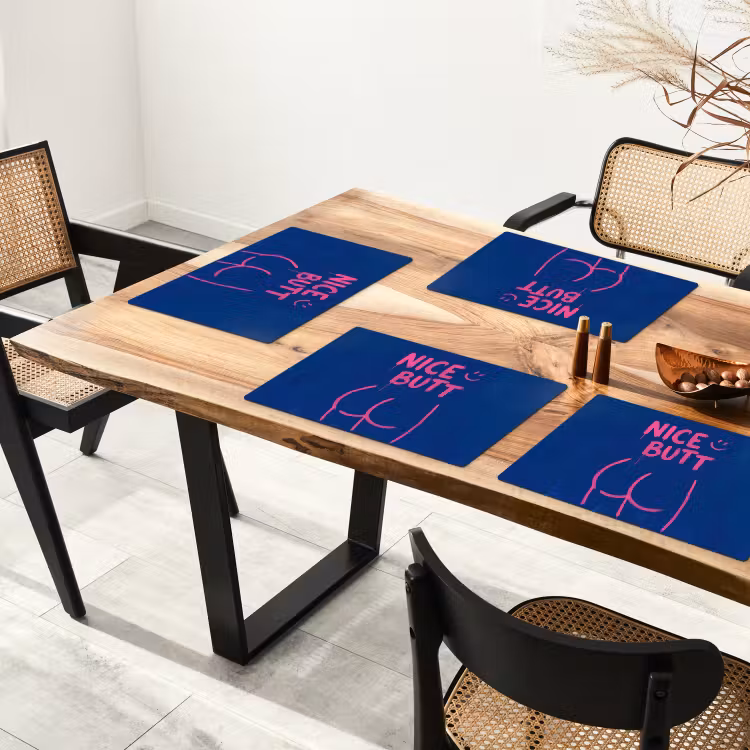 Placemat - 6 stuks - Brutaal - Grappig - Blauw — 5