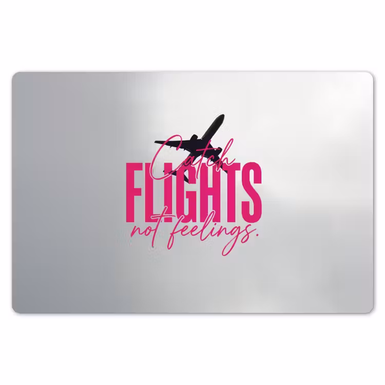 Placemat - 6 stuks - Catch flights not feelings - Vliegtuig - Roze — 7