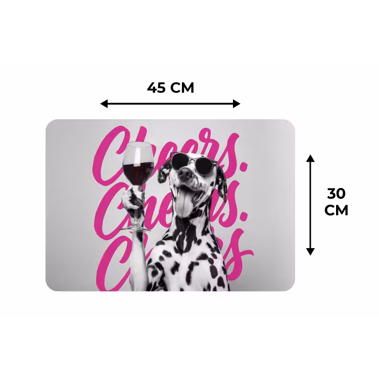 Placemat - 6 stuks - Cheers - Hond - Roze - Wijn — 3