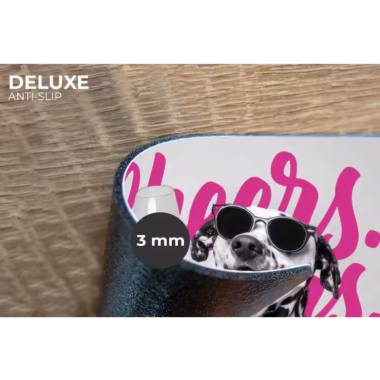 Placemat - 6 stuks - Cheers - Hond - Roze - Wijn — 4