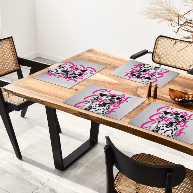 Placemat - 6 stuks - Cheers - Hond - Roze - Wijn — 5