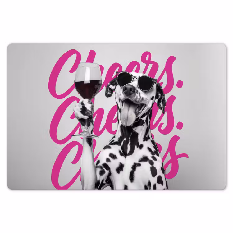 Placemat - 6 stuks - Cheers - Hond - Roze - Wijn — 7