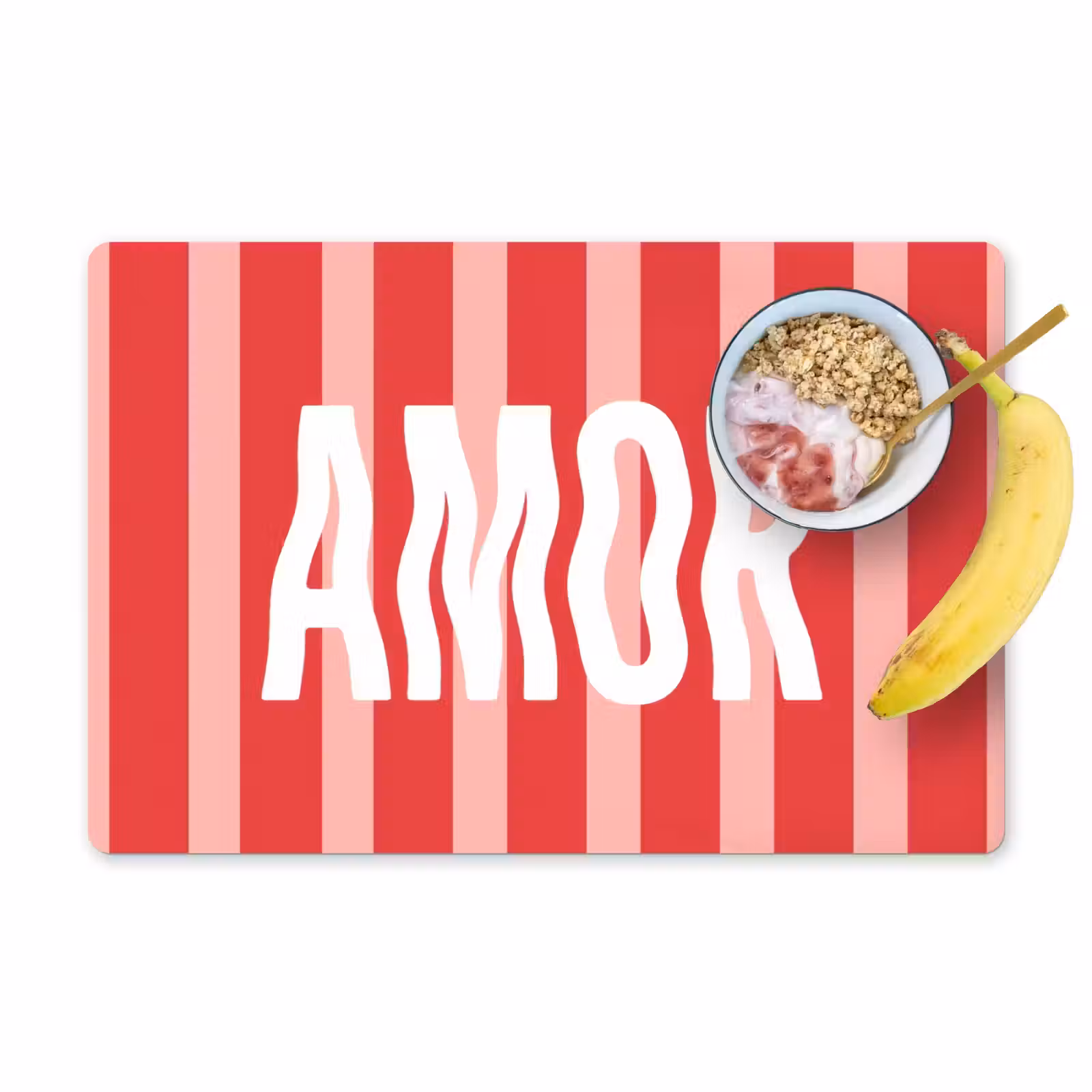 Placemat - 6 stuks - Amor - Strepen - Rood - Roze — 1