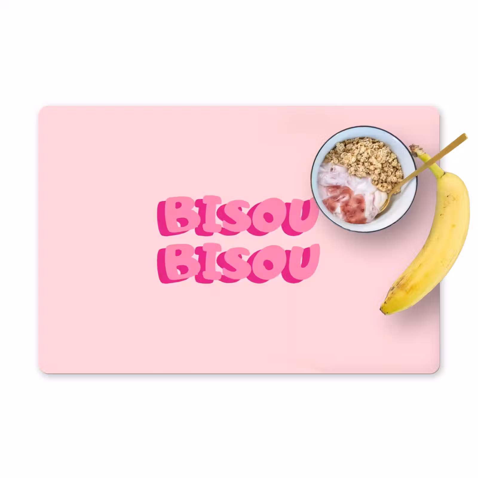 Placemat - 6 stuks - Bisou - Roze - Dikke letters — 1