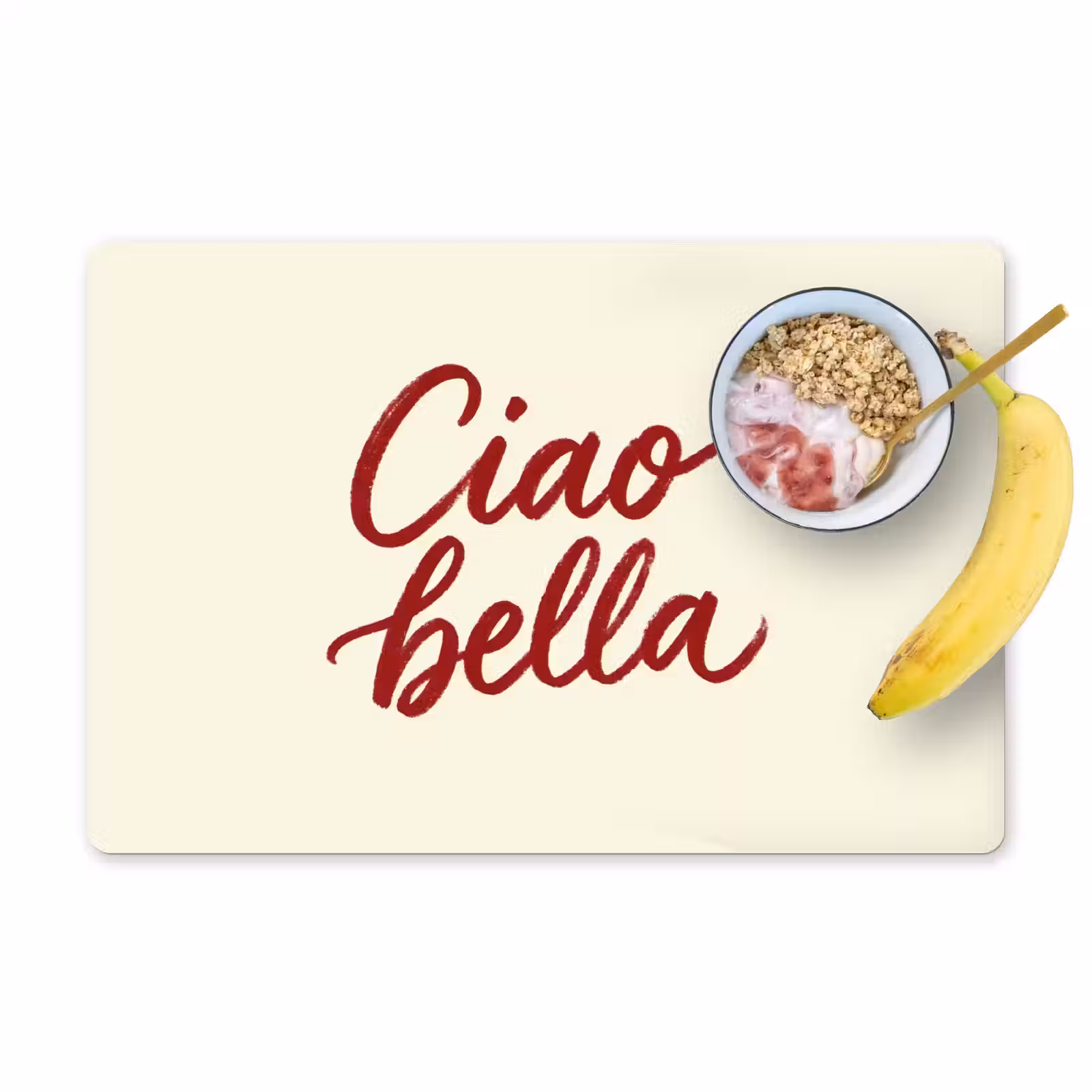 Placemat - 6 stuks - Ciao bella - Rood - Wit - Minimalistisch — 1