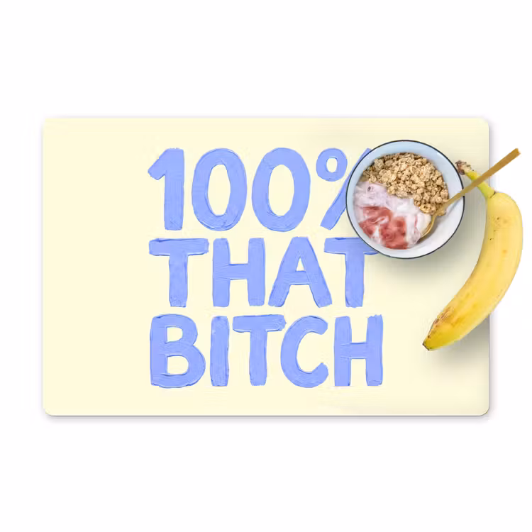 Placemat - 6 stuks - 100% that bitch - Blauw - Wit — 1