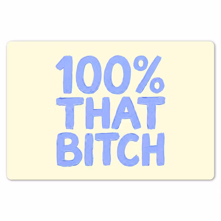 Placemat - 6 stuks - 100% that bitch - Blauw - Wit — 7