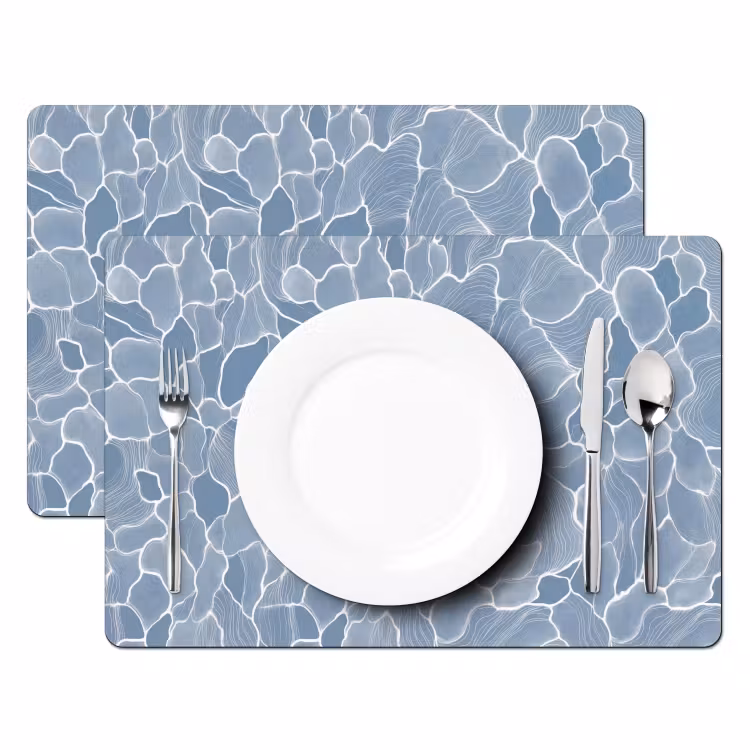 Placemat - 6 stuks - Abstract - Blauw - Bladeren — 2