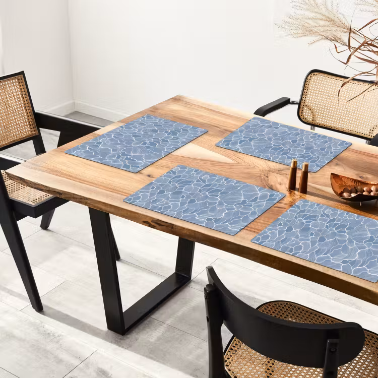 Placemat - 6 stuks - Abstract - Blauw - Bladeren — 5