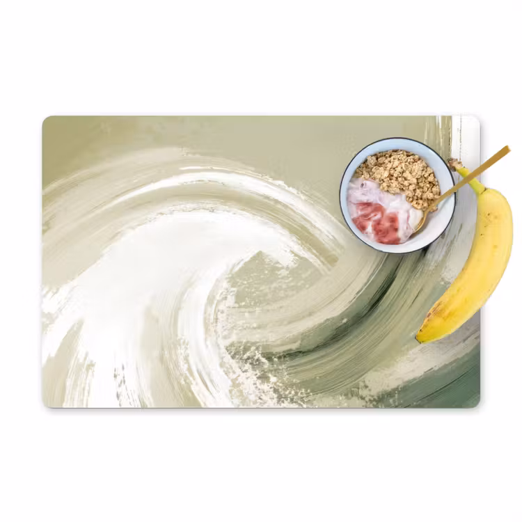 Placemat - 6 stuks - Abstract - Penseelstreken - Golven - Groen — 1