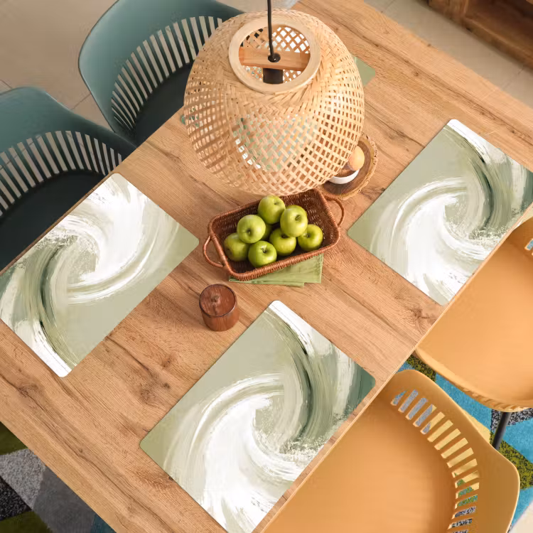Placemat - 6 stuks - Abstract - Penseelstreken - Golven - Groen — 6