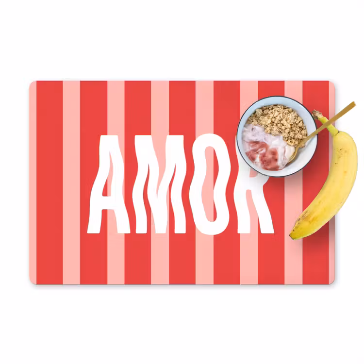 Placemat - 6 stuks - Amor - Strepen - Rood - Roze — 1