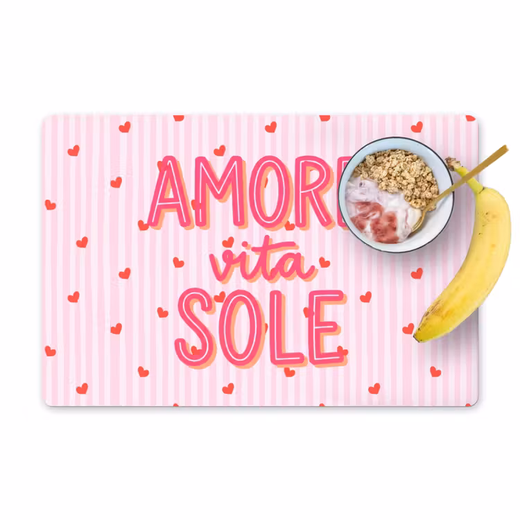 Placemat - 6 stuks - Amore vita sole - Roze - Hartjes — 1