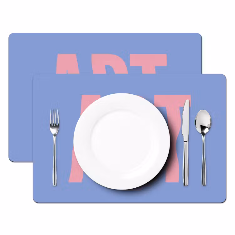 Placemat - 6 stuks - Art - Roze - Blauw — 2