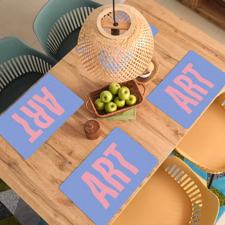 Placemat - 6 stuks - Art - Roze - Blauw — 6