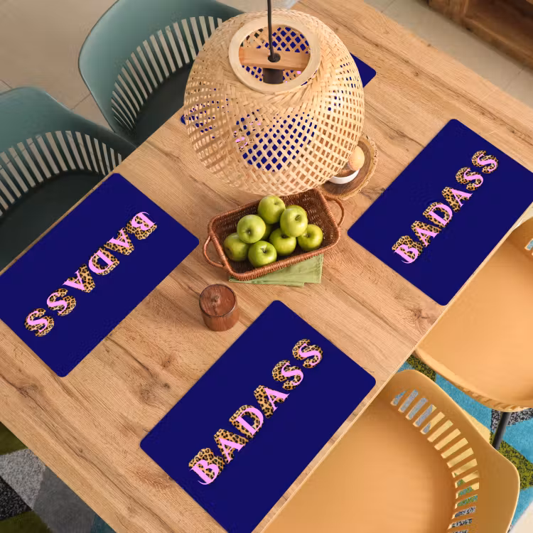 Placemat - 6 stuks - Badass - Panterpint - Schaduw - Roze — 6