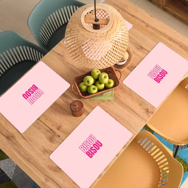 Placemat - 6 stuks - Bisou - Roze - Minimalistisch — 6
