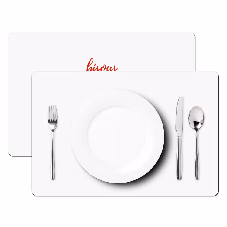 Placemat - 6 stuks - Bisous - Lip - Wit - Rood — 2