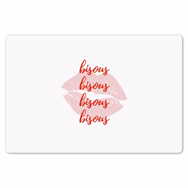 Placemat - 6 stuks - Bisous - Lip - Wit - Rood — 7