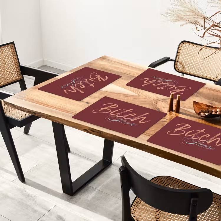 Placemat - 6 stuks - Bitch please - Rood - Blauw — 5