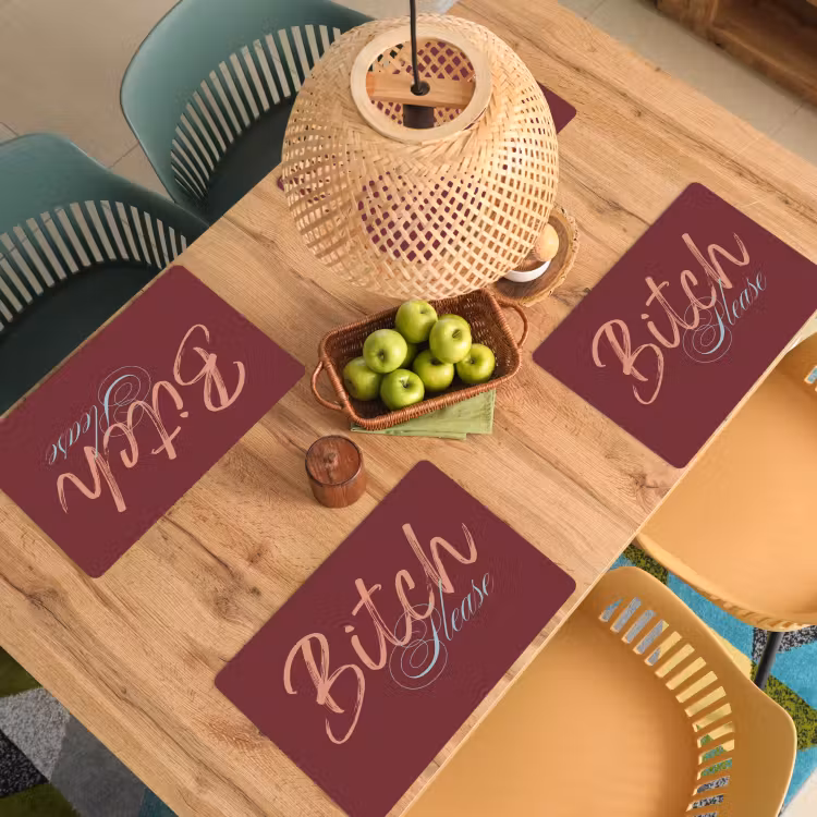 Placemat - 6 stuks - Bitch please - Rood - Blauw — 6