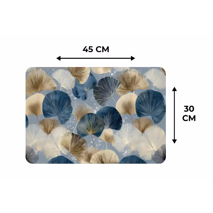 Placemat - 6 stuks - Bladeren - Abstract - Goud - Blauw — 3